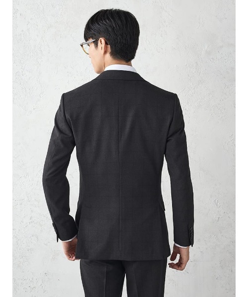 Perfect Suit FActory（パーフェクトスーツファクトリー）の「《WOOLY WASH SUIT》WEB限定スーツ【洗える/ウールライク】スリーピース　千鳥×ウィンドペン　ブラック（スーツセット・メンズ・ブラック・AB6/AB7/Y5/Y6/AB5/A5/A6/A4/A7/AB4/AB8/A8/Y7/Y4）」の2枚目の写真