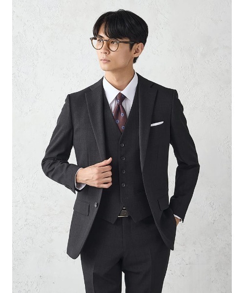 Perfect Suit FActory（パーフェクトスーツファクトリー）の「《WOOLY WASH SUIT》WEB限定スーツ【洗える/ウールライク】スリーピース　千鳥×ウィンドペン　ブラック（スーツセット・メンズ・ブラック・AB6/AB7/Y5/Y6/AB5/A5/A6/A4/A7/AB4/AB8/A8/Y7/Y4）」の5枚目の写真