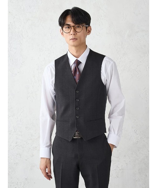 Perfect Suit FActory（パーフェクトスーツファクトリー）の「《WOOLY WASH SUIT》WEB限定スーツ【洗える/ウールライク】スリーピース　千鳥×ウィンドペン　ブラック（スーツセット・メンズ・ブラック・AB6/AB7/Y5/Y6/AB5/A5/A6/A4/A7/AB4/AB8/A8/Y7/Y4）」の3枚目の写真