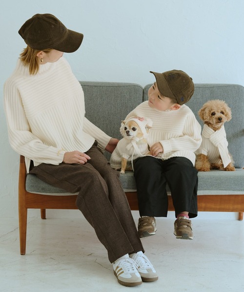 ROPE' PICNIC(ロペピクニック)の「【DOG】リブ切り替えニット/リンクコーデ(ペットウェア・レディース・グレー/サックスブルー/レッド/オフホワイト・S/L/M/M size)」の11枚目の写真