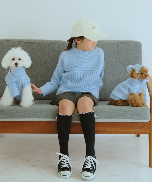ROPE' PICNIC(ロペピクニック)の「【DOG】リブ切り替えニット/リンクコーデ(ペットウェア・レディース・グレー/サックスブルー/レッド/オフホワイト・S/L/M/M size)」の14枚目の写真