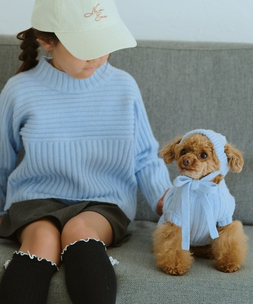 ROPE' PICNIC(ロペピクニック)の「【DOG】リブ切り替えニット/リンクコーデ(ペットウェア・レディース・グレー/サックスブルー/レッド/オフホワイト・S/L/M/M size)」の15枚目の写真