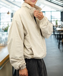 L'atelier（ラトリエ）の「ボリューム袖 タスランナイロン 短丈可 フルジップ トラックジャケット（ナイロンジャケット）」