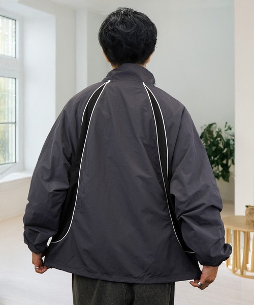 ボリューム袖 タスランナイロン 短丈可 フルジップ トラックジャケット