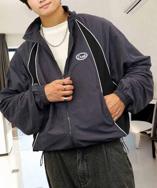 ボリューム袖 タスランナイロン 短丈可 フルジップ トラックジャケット