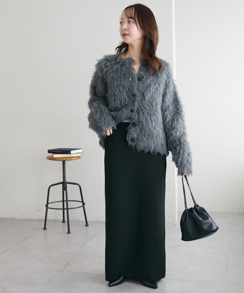 DISCOAT（ディスコート）の「シャギーカーディガン（カーディガン/ボレロ・レディース・モカ/ダークグレー/ブラウン/ピンク/アイボリー・FREE）」の14枚目の写真