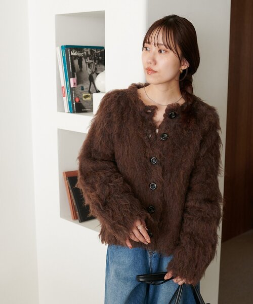 DISCOAT（ディスコート）の「シャギーカーディガン（カーディガン/ボレロ・レディース・モカ/ダークグレー/ブラウン/ピンク/アイボリー・FREE）」の20枚目の写真