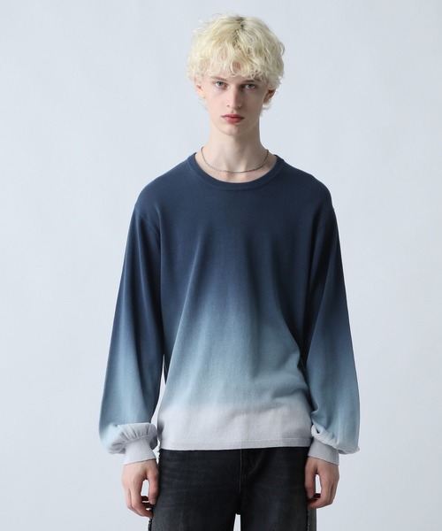 HARE(ハレ)の「グラデーションニットプルオーバー(HARE)(ニット/セーター・メンズ・ブラック系その他/ブルー系その他・FREE)」の2枚目の写真