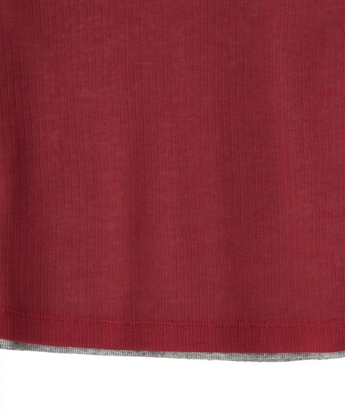 Kijun(キジュン)の「Kijun/キジュン Layered Jersey Top ショート丈 フェイクレイヤード ウールカットソー(Tシャツ/カットソー・レディース・グレー/レッド/ラベンダー・S/M)」の6枚目の写真