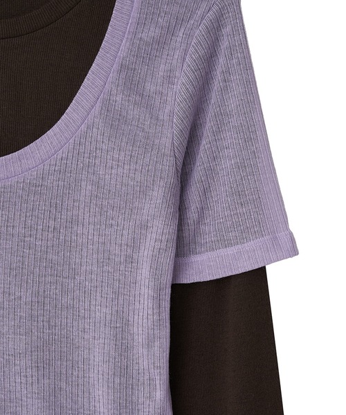 Kijun(キジュン)の「Kijun/キジュン Layered Jersey Top ショート丈 フェイクレイヤード ウールカットソー(Tシャツ/カットソー・レディース・グレー/レッド/ラベンダー・S/M)」の10枚目の写真