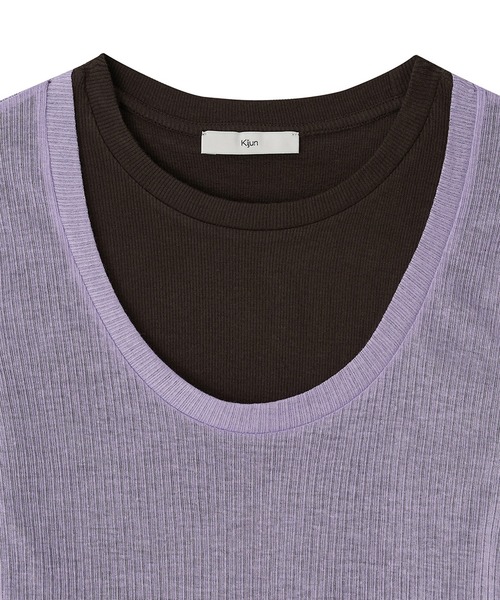 Kijun(キジュン)の「Kijun/キジュン Layered Jersey Top ショート丈 フェイクレイヤード ウールカットソー(Tシャツ/カットソー・レディース・グレー/レッド/ラベンダー・S/M)」の13枚目の写真