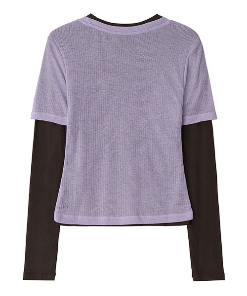 Kijun(キジュン)の「Kijun/キジュン Layered Jersey Top ショート丈 フェイクレイヤード ウールカットソー(Tシャツ/カットソー・レディース・グレー/レッド/ラベンダー・S/M)」の17枚目の写真