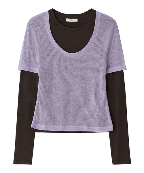 Kijun(キジュン)の「Kijun/キジュン Layered Jersey Top ショート丈 フェイクレイヤード ウールカットソー(Tシャツ/カットソー・レディース・グレー/レッド/ラベンダー・S/M)」の18枚目の写真