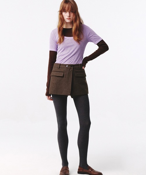 Kijun(キジュン)の「Kijun/キジュン Layered Jersey Top ショート丈 フェイクレイヤード ウールカットソー(Tシャツ/カットソー・レディース・グレー/レッド/ラベンダー・S/M)」の15枚目の写真
