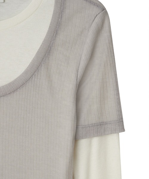 Kijun(キジュン)の「Kijun/キジュン Layered Jersey Top ショート丈 フェイクレイヤード ウールカットソー(Tシャツ/カットソー・レディース・グレー/レッド/ラベンダー・S/M)」の11枚目の写真