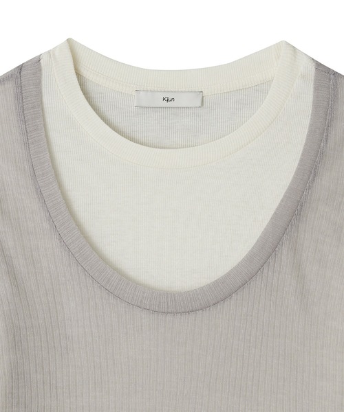 Kijun(キジュン)の「Kijun/キジュン Layered Jersey Top ショート丈 フェイクレイヤード ウールカットソー(Tシャツ/カットソー・レディース・グレー/レッド/ラベンダー・S/M)」の14枚目の写真