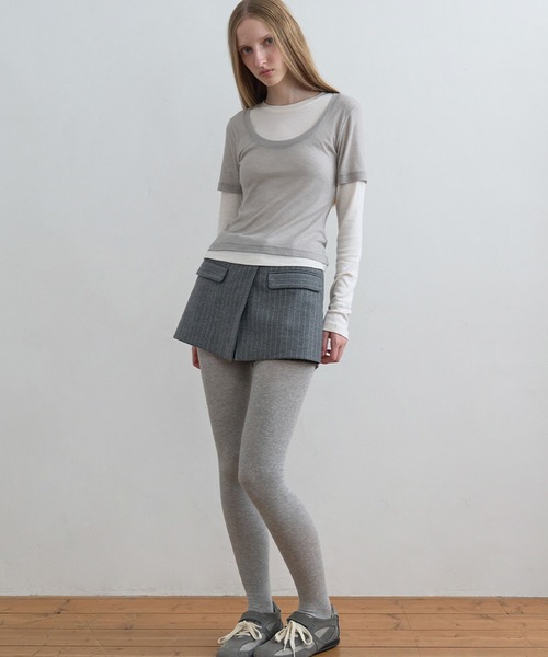 Kijun(キジュン)の「Kijun/キジュン Layered Jersey Top ショート丈 フェイクレイヤード ウールカットソー(Tシャツ/カットソー・レディース・グレー/レッド/ラベンダー・S/M)」の19枚目の写真