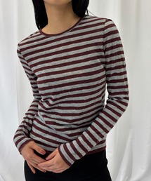 FUULLY STUDIO | ニットソーボーダーロングスリーブトップス(Tシャツ/カットソー)