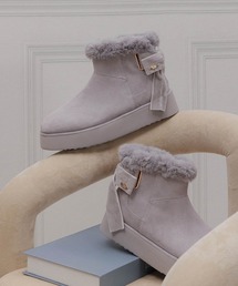 グレー スエード ビジュー付きブーティ グレー スエード ビジュー付きブーティ