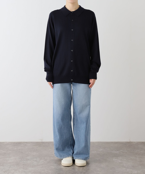 メンズ John Smedley / TIBOR襟付きニットシャツカーディガン