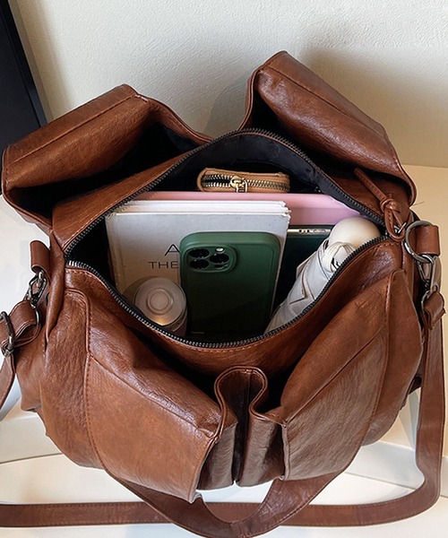 florist（フローリスト）の「2WAY タックポケットトートバッグ/レザータッチビジネスバッグ/ショルダーバッグ（ビジネスバッグ・レディース・ブラウン/ブラック・FREE）」の12枚目の写真