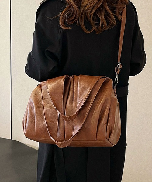 florist（フローリスト）の「2WAY タックポケットトートバッグ/レザータッチビジネスバッグ/ショルダーバッグ（ビジネスバッグ・レディース・ブラウン/ブラック・FREE）」の11枚目の写真