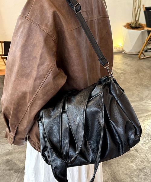 florist（フローリスト）の「2WAY タックポケットトートバッグ/レザータッチビジネスバッグ/ショルダーバッグ（ビジネスバッグ・レディース・ブラウン/ブラック・FREE）」の10枚目の写真