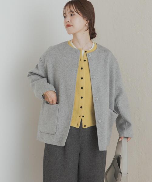 セール】ウールリバーノーカーラミドルコート（その他アウター