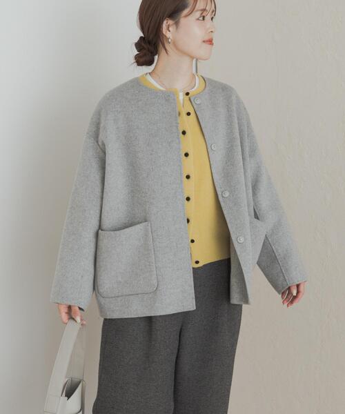 URBAN RESEARCH DOORS(アーバンリサーチドアーズ)の「ウールリバーノーカーラミドルコート(その他アウター・レディース・ブラウン/ネイビー/グレー・MEDIUM)」の8枚目の写真