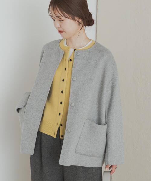 URBAN RESEARCH DOORS(アーバンリサーチドアーズ)の「ウールリバーノーカーラミドルコート(その他アウター・レディース・ブラウン/ネイビー/グレー・MEDIUM)」の9枚目の写真