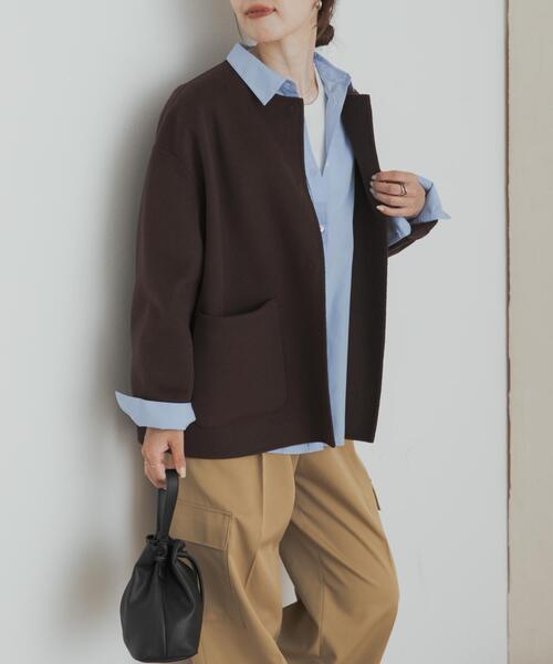 URBAN RESEARCH DOORS(アーバンリサーチドアーズ)の「ウールリバーノーカーラミドルコート(その他アウター・レディース・ブラウン/ネイビー/グレー・MEDIUM)」の13枚目の写真