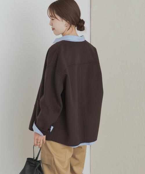 URBAN RESEARCH DOORS(アーバンリサーチドアーズ)の「ウールリバーノーカーラミドルコート(その他アウター・レディース・ブラウン/ネイビー/グレー・MEDIUM)」の17枚目の写真