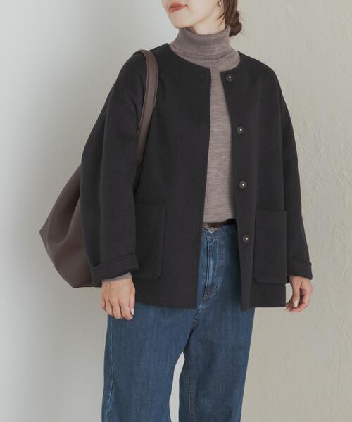 ウールリバーノーカーラミドルコート（その他アウター）｜URBAN