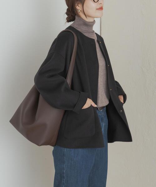 ウールリバーノーカーラミドルコート（その他アウター）｜URBAN