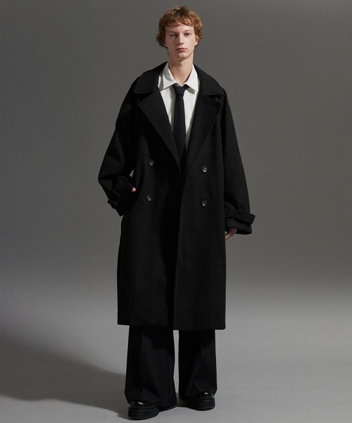 【美品】ダブルブレスト オーバーサイズコート cussil/クシル】オーバーサイズダブルブレストワイドアームロング