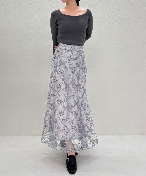 31 Sons de mode(トランテアン ソン ドゥ モード)の「2025秋冬新作 刺繍レースマーメイドスカート(スカート・レディース・グレー/オフホワイト・S/M)」の21枚目の写真