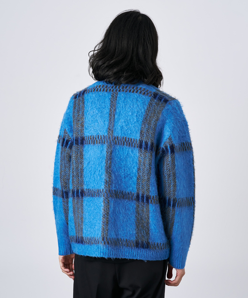 【日曜限定値下げ】GAVIAL Jacquard Cardigan Blue セール】【CALIFORNIA RANCH HOUSE】シャギージャガード カーディガン