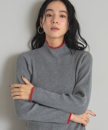 配色リブハイネックニットプルオーバー