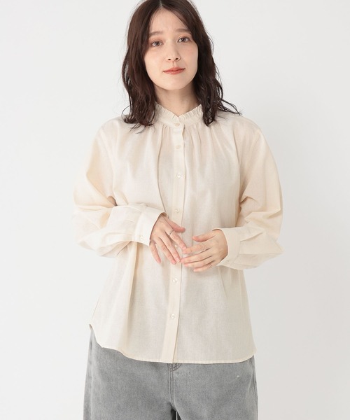 studio CLIP（スタディオクリップ）の「シングルガーゼ襟フリルブラウス（シャツ/ブラウス・レディース・アイボリー/サックスブルー/ライトグレー/その他1/オフホワイト/クリーム/ブラック・MEDIUM/LARGE）」の5枚目の写真