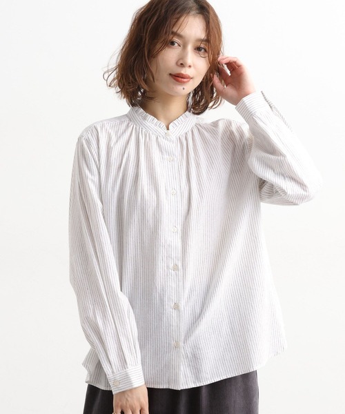 studio CLIP（スタディオクリップ）の「シングルガーゼ襟フリルブラウス（シャツ/ブラウス・レディース・アイボリー/サックスブルー/ライトグレー/その他1/オフホワイト/クリーム/ブラック・MEDIUM/LARGE）」の8枚目の写真