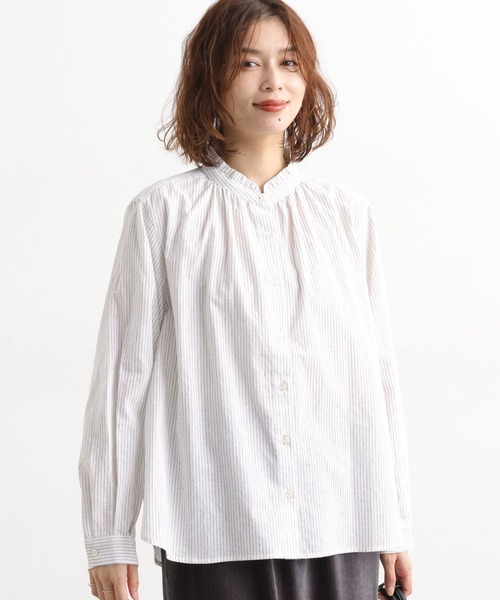 studio CLIP（スタディオクリップ）の「シングルガーゼ襟フリルブラウス（シャツ/ブラウス・レディース・アイボリー/サックスブルー/ライトグレー/その他1/オフホワイト/クリーム/ブラック・MEDIUM/LARGE）」の9枚目の写真