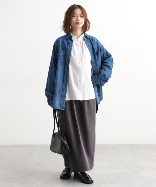 studio CLIP（スタディオクリップ）の「シングルガーゼ襟フリルブラウス（シャツ/ブラウス・レディース・アイボリー/サックスブルー/ライトグレー/その他1/オフホワイト/クリーム/ブラック・MEDIUM/LARGE）」の12枚目の写真