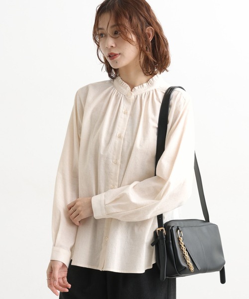 studio CLIP（スタディオクリップ）の「シングルガーゼ襟フリルブラウス（シャツ/ブラウス・レディース・アイボリー/サックスブルー/ライトグレー/その他1/オフホワイト/クリーム/ブラック・MEDIUM/LARGE）」の20枚目の写真