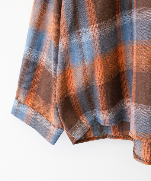 SpRay（スプレイ）の「【チェック×フードでカジュアル上品】ビエラチェックフードシャツ（シャツ/ブラウス・レディース・オレンジ/ブルー・FREE）」の14枚目の写真