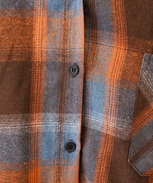 SpRay（スプレイ）の「【チェック×フードでカジュアル上品】ビエラチェックフードシャツ（シャツ/ブラウス・レディース・オレンジ/ブルー・FREE）」の15枚目の写真