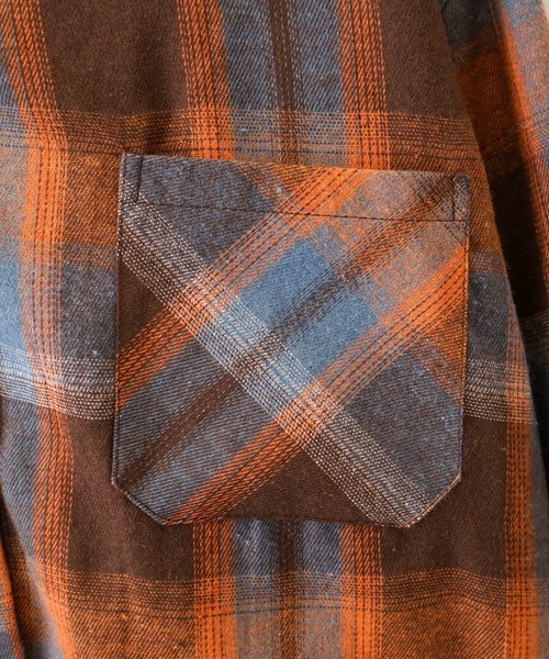 SpRay（スプレイ）の「【チェック×フードでカジュアル上品】ビエラチェックフードシャツ（シャツ/ブラウス・レディース・オレンジ/ブルー・FREE）」の16枚目の写真