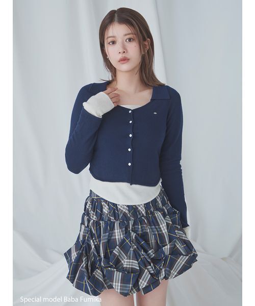 SNIDEL（スナイデル）の「ペタルバルーンスカショーパン（その他パンツ・レディース・ブラック/ホワイト/チェック・0/1）」の4枚目の写真