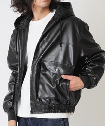 ARCADE（アーケード）の「ビンテージPUレザー(合成皮革) A-2タイプ フードジャケット（ブルゾン）」