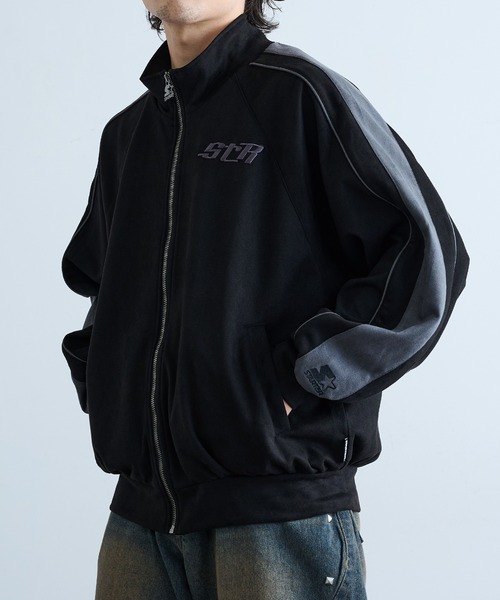 セール】【STARTER】フェイクスエード配色切り替えスタンドジップ