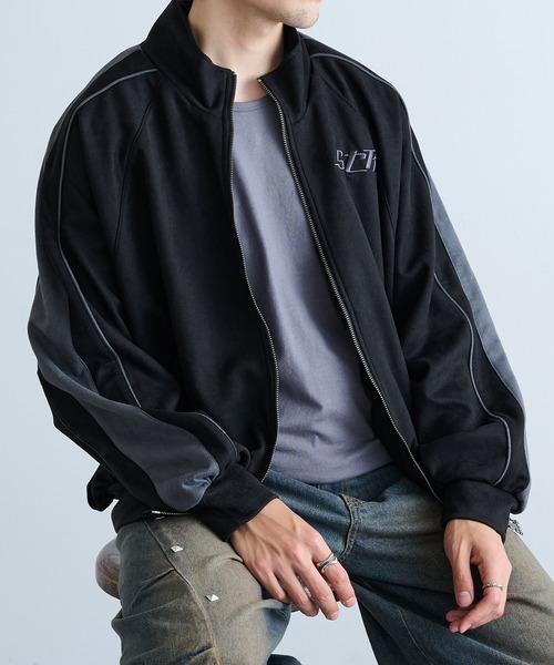 セール】【STARTER】フェイクスエード配色切り替えスタンドジップ